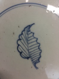 A large Chinese famille verte dish with a botanical garden, Kangxi