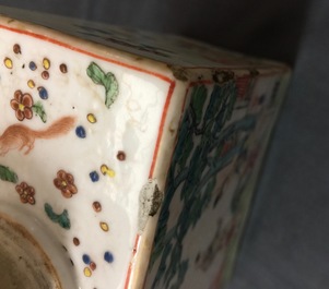 A fine square Chinese famille rose tea caddy and cover, Qianlong, 18th C.