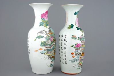 Two Chinese vases with qianjiang cai design of precious objects, 19/20th C.
