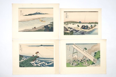 Eleven Japanese woodblocks, incl. works by Hokusai, 19/20th C.