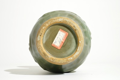 A Chinese Longquan celadon "peony" vase, late Song or Ming