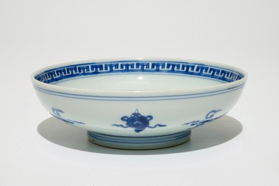 A Chinese blue and white plate with flying cranes, Kangxi