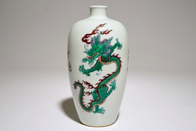 A Chinese doucai "dragon" meiping vase, 20th C.