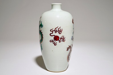 A Chinese doucai "dragon" meiping vase, 20th C.