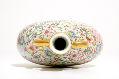 A Chinese famille rose "dragon" moonflask, 20th C.