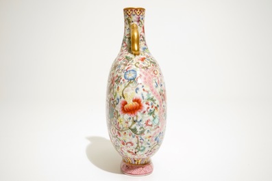 A Chinese famille rose "dragon" moonflask, 20th C.