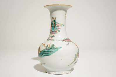 A fine Chinese famille rose warrior vase, 19th C.