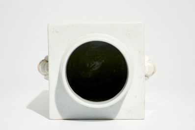 A Chinese square qianjiang cai vase with landscape designs, 20th C.