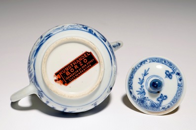 A Chinese blue and white "buffalo riding" teapot, Yongzheng