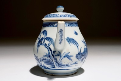 A Chinese blue and white "buffalo riding" teapot, Yongzheng