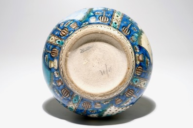 An Islamic Qajar pottery bottle-shaped vase, Iran, 19th C.