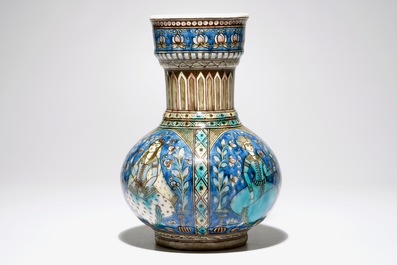 An Islamic Qajar pottery bottle-shaped vase, Iran, 19th C.
