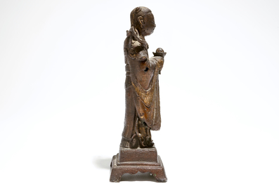 A Chinese bronze figure of Shancai, Ming
