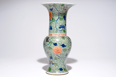 A Chinese famille verte yenyen vase with floral design, Kangxi