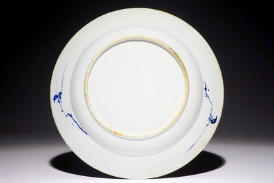A Chinese blue and white charger with a scene from "The Romance of the Western Chamber", Yongzheng