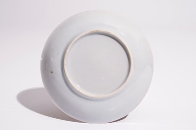 A Chinese famille rose faux-bois cup and saucer, Qianlong