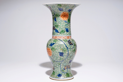 A Chinese famille verte yenyen vase with floral design, Kangxi