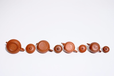 Four small Chinese Yixing teapots and covers, 19/20th C.