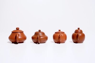 Four small Chinese Yixing teapots and covers, 19/20th C.