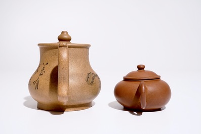 Two Chinese Yixing teapots and covers, 19th C.