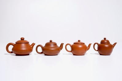 Four small Chinese Yixing teapots and covers, 19/20th C.