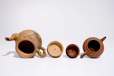 Two Chinese Yixing teapots and covers, 19th C.