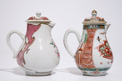 A Chinese Dutch-decorated Amsterdams bont and a famille rose milk jug and cover, Qianlong
