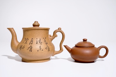 Two Chinese Yixing teapots and covers, 19th C.