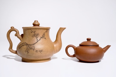 Two Chinese Yixing teapots and covers, 19th C.
