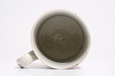 A Chinese famille rose mug with flowers and rockwork, Qianlong