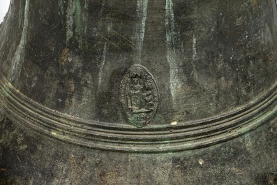 A massive bronze church bell, dated 1623 and inscribed, France