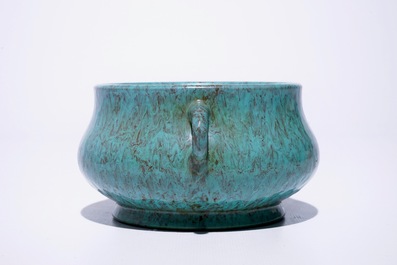 A Chinese robin's egg glazed censer, Yongzheng mark, 19/20th C.