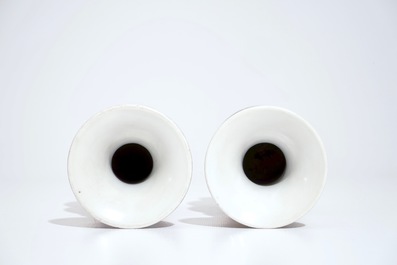 A pair of Chinese famille verte triple gourd vases, 19th C.