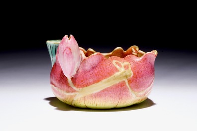 A Chinese famille rose lotus-shaped brushwasher, Yongzheng
