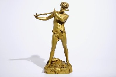 Felix Charpentier (France, 1858-1924): &ldquo;L&rsquo;improvisateur", une figure en bronze laqu&eacute; dor&eacute;