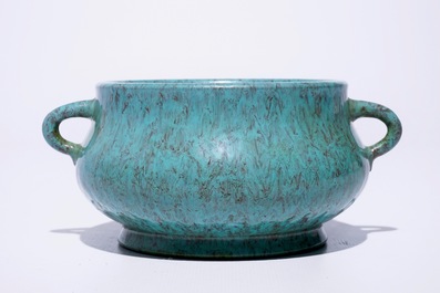 A Chinese robin's egg glazed censer, Yongzheng mark, 19/20th C.