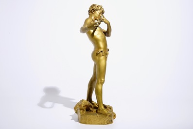 Felix Charpentier (France, 1858-1924): &ldquo;L&rsquo;improvisateur", une figure en bronze laqu&eacute; dor&eacute;