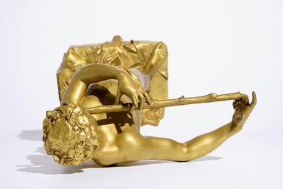 Felix Charpentier (France, 1858-1924): &ldquo;L&rsquo;improvisateur", une figure en bronze laqu&eacute; dor&eacute;
