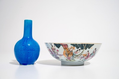 Een gevarieerd lot Chinees famille rose en monochroom porselein, 19/20e eeuw