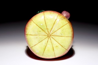 A Chinese famille rose lotus-shaped brushwasher, Yongzheng