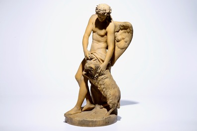 Martin-Claude Monot (Paris, 1733-1803): Le G&eacute;nie du Printemps, terre cuite, dat&eacute; 1779