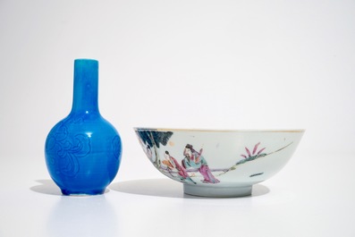 Een gevarieerd lot Chinees famille rose en monochroom porselein, 19/20e eeuw