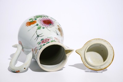 A Chinese famille rose ewer with cover and basin, Qianlong