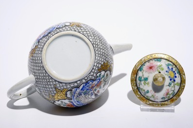 A fine Chinese famille rose and grisaille teapot and cover with a pheasant, Yongzheng