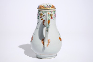 A Chinese famille rose ewer with cover and basin, Qianlong