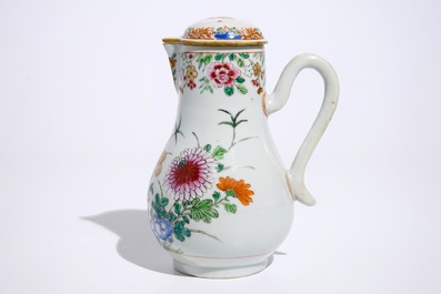 A Chinese famille rose ewer with cover and basin, Qianlong