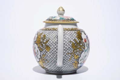 A fine Chinese famille rose and grisaille teapot and cover with a pheasant, Yongzheng