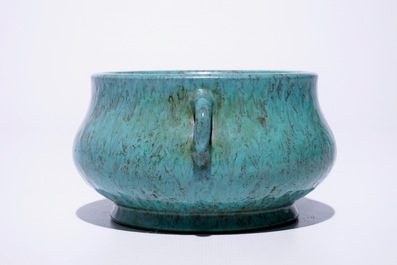 A Chinese robin's egg glazed censer, Yongzheng mark, 19/20th C.