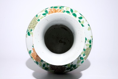 A large Chinese famille verte hu-shaped "Dragon" vase, 19th C.