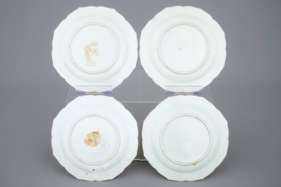 Four famille rose lotus-shaped plates, Samson, Paris, 19th C.
